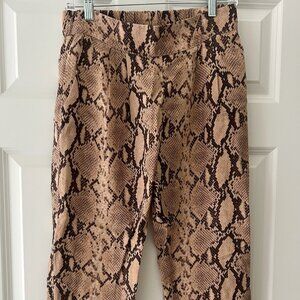 Enza Costa Women's Cropped Snake-Print Linen Tapered Pants‎ Size 2